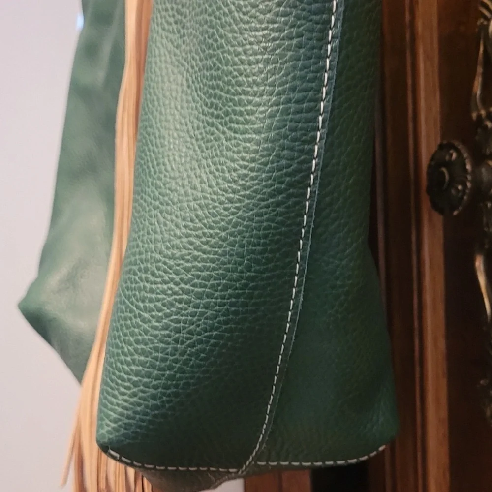 CONSUELA Wilder Breezy East West Tote Green Leather Fringe Retired RARE HTF NWOT - Picture 7 of 13